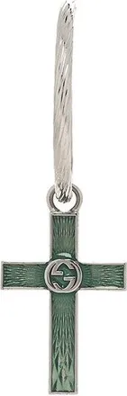 Gucci Enamel Interlocking G Hoop Cross Single Earring (Authentic Pre-Loved)