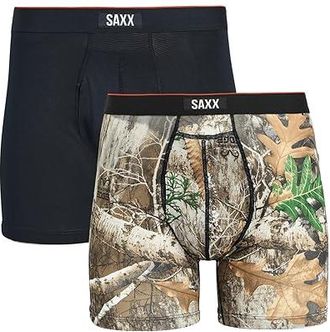 Saxx Underwear Multi-Sport Mesh Boxer Brief Fly 2-Pack Mens Underwear Realtree Edge/Black : 2XL, Elastane/Mesh/Polyester
