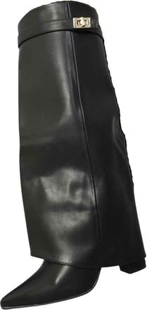 Ikrush Skirted Fold Over Buckle Pointed Toe High Bootscasual High Mid Calf