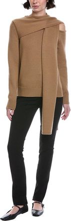 Oscar De La Renta Side Shoulder Tie Wool Sweater
