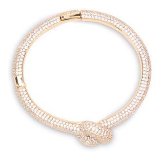Self Portrait Bracciale rigido con nodo e cristalli color oro - - Accessories - Donna - Giallo - ONE SIZE