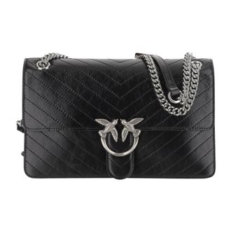 Pinko Love Birds Leren Klassieke Tas - Dames - Schoudertassen - Zwart - ONE Size - Tassen