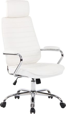 Clp Silla De Oficina Rako De Cuero Aut&eacute;ntico Blanco