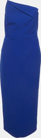 Roland Mouret Blue Crepe Strapless Asymmetric Midi Dress