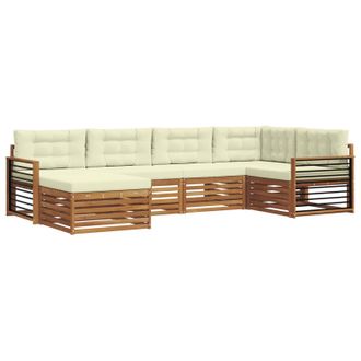 vidaXL Conjunto De Sof&aacute;s De Exterior Con Coj&iacute;n 6 Pcs Natural Y Crema Vidaxl