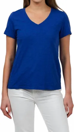 Elliott Lauren Short Sleeve V-Neck Tee In Royal