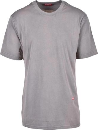 Diesel Cotton Blend T-shirt - Heren - T-shirts - Grijs - XL - Katoen - Tops