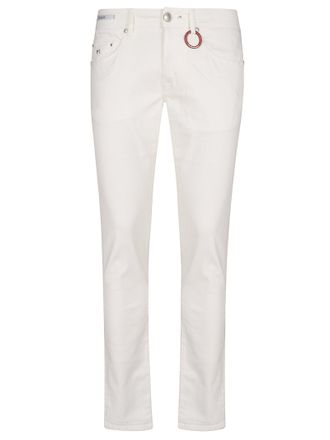 Sartoria Tramarossa Slim-Fit Tailored White Denim With Distinctive Red Leather Label