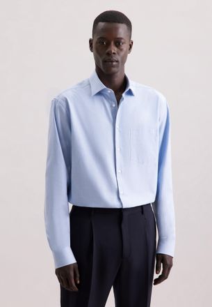 Seidensticker Flanellhemd SEIDENSTICKER Regular, Herren, Gr. XL44, normale &Auml;rmell&auml;ngen, blau, 100% Baumwolle, unifarben, regular fit, 2-Knopf-Manschette, Hemden Fla