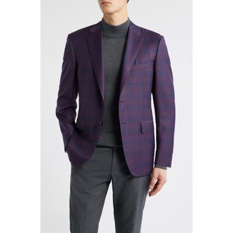 Canali Siena Regular Fit Purple Shadow Check Wool Sport Coat at Nordstrom, Size 42 Us