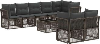 vidaXL Conjunto De Sof&aacute;s De Jard&iacute;n 9 Uds. Gris Rat&aacute;n Sint&eacute;tico Vidaxl