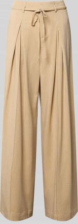 Suncoo Wide Leg Stoffhose mit Bindeg&uuml;rtel Modell JEFF in Beige, Gr&ouml;&szlig;e XL