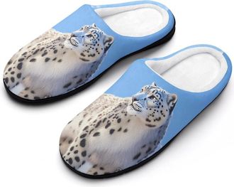 Generic Snowy Leopard Cotton Slippers for Women Indoor Outdoor Slipper Slip-On Memory Foam Home Shoes
