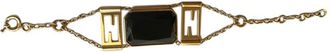 Fendi Vintage Black Crystal Gold Plated Bracelet