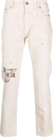 Palm Angels patch-detail denim jeans - men - Cotton/Cotton/Polyamide/Leather/Polyurethane - 30 - Neutrals