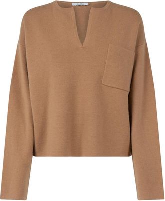 Max Mara Brown V-Neck Pocket Sweater