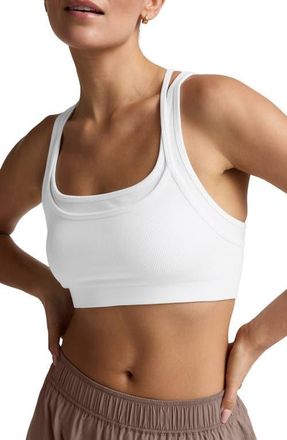Beyond Yoga Seamless Moves Layered Sports Bra in White at Nordstrom, Size Medium