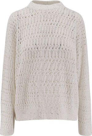 Brunello Cucinelli Beige Knitted Crew Neck Sweater