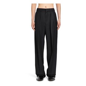 Tom Ford Wide Trousers, male, Black, Size: XL Broken Twill Double Pleat Pant