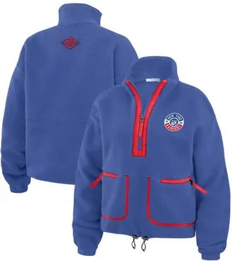 WEAR by Erin Andrews Womens WEAR by Erin Andrews Blue New York Rangers Polar Fleece Half-Zip Jacket at Nordstrom, Size Xx-Large