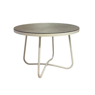 ED&Egrave;N JARD&Iacute; Mesa jard&iacute;n redonda 110cm en Aluminio Blanco envejecido, 110x73,5cm