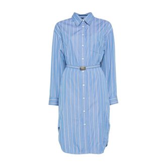 A.P.C. Korte Shirtjurk Met Riem - Dames - Shirt Kleedjes - Blauw - 2XS - Katoen - Kleedjes