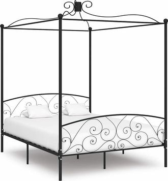 vidaXL Estructura De Cama Con Dosel Sin Colch&oacute;n Metal Negro 180x200 Cm Vidaxl