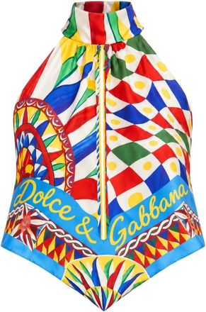 Dolce & Gabbana Mouwloze Top - Dames - Tops - Veelkleurig - Maat: 5XL Zijde