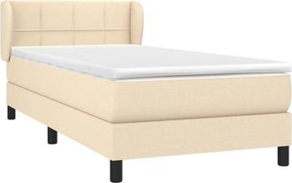 vidaXL Cama Box Spring Con Colch&oacute;n Tela Color Crema 90x190 Cm Vidaxl