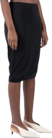 Jil Sander Black Knee-Length Gathered Cotton Skirt