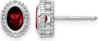 Diamond2Deal 14k Gold Oval Garnet Stud Earrings