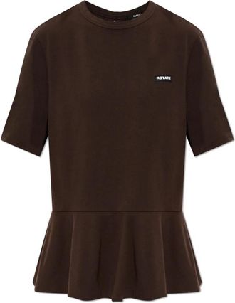 Rotate Peplum T-shirt - Dames - T-shirts - Bruin - XS - Katoen - Tops