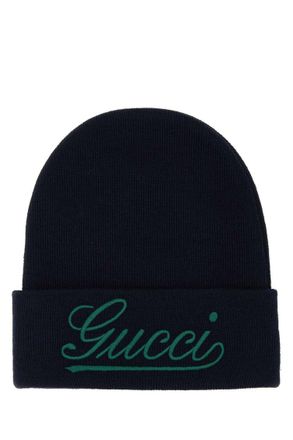 Gucci Navy Blue Logo Beanie Hat