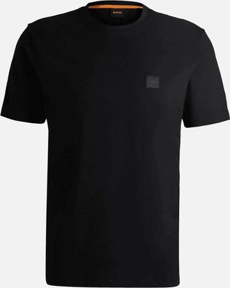 HUGO BOSS Mens Tales Cotton Relaxed Fit Black T-Shirt - Size: 40