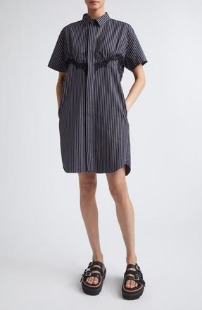sacai Pinstripe Poplin Shirtdress in Navy Stripe at Nordstrom, Size 1