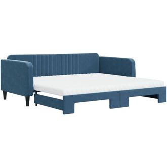 vidaXL Sof&aacute; Cama Nido Con Colch&oacute;n Terciopelo Azul 100x200 Cm Vidaxl