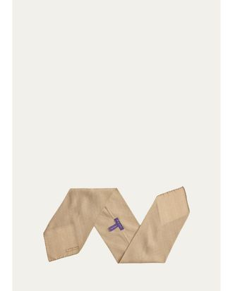 Ralph Lauren Purple Label Mens Glen Plaid Cashmere-Silk Neckerchief