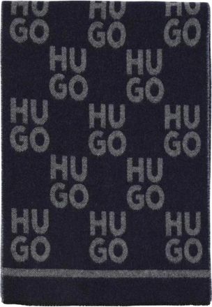 HUGO BOSS Hugo, Winter Scarves, male, Blue, Size: ONE SIZE Blue Logo Scarf