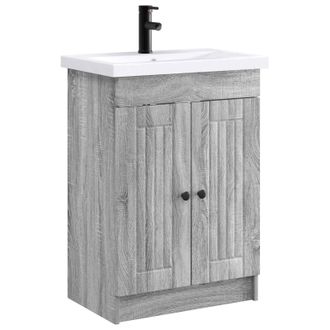 vidaXL Juego De Muebles De Ba&ntilde;o Sonoma Gris 78,5 X 37,5 X 81 Cm Vidaxl