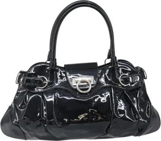 Ferragamo Pre-owned Handbags, female, Black, Size: ONE SIZE Pre-owned Vintage Patent Leather Top Handle Bag