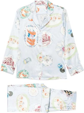 Olivia Von Halle Graphic-print Silk Pajamas