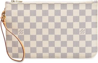 Louis Vuitton Pre-owned Womens Damier Azur Neverfull Mm Pouch - Ivory Textile - One Size