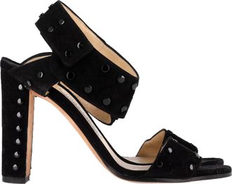 Jimmy Choo London Veto 100 Sandals With Silver Studs in Black Suede