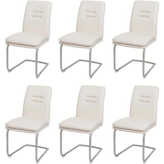 Hhg Set 6x sedie sala pranzo soggiorno cucina moderno HHG 930 struttura a slitta tessuto avorio