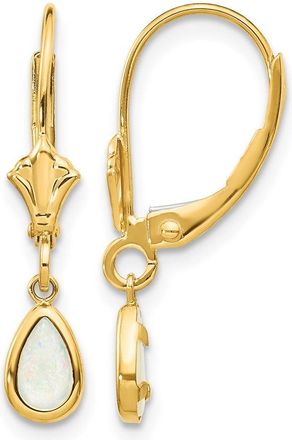Diamond2Deal 14k Yellow Gold 6x4mm Opal Drop Dangle Earrings