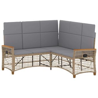 vidaXL Conjunto De Sof&aacute; Reclinable De Jard&iacute;n Manual Beige Y Gris Claro Vidaxl