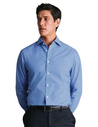 CHARLES TYRWHITT Non-Iron Cutaway Collar Poplin Shirt in Mid Blue at Nordstrom, Size 16.5 - 34