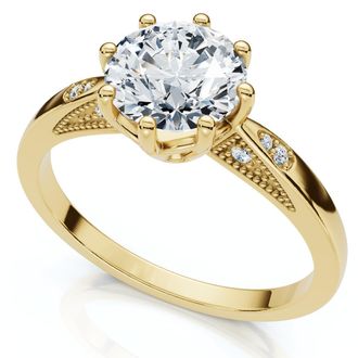 Pompeii3 1Ct Crown Setting Diamond Engagement Ring 14k Gold or Platinum Lab Grown