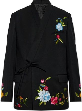 Kenzo Blazer met kleurrijke borduursels - Dames - Blazers - Zwart - XS - Wol - Jassen