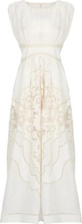 Zimmermann Daylight Waisted Dress - Dames - Trouwkleed - Wit - XL - Katoen - Kleedjes